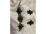 Set antico indiano bracciale orecchini pietra verde