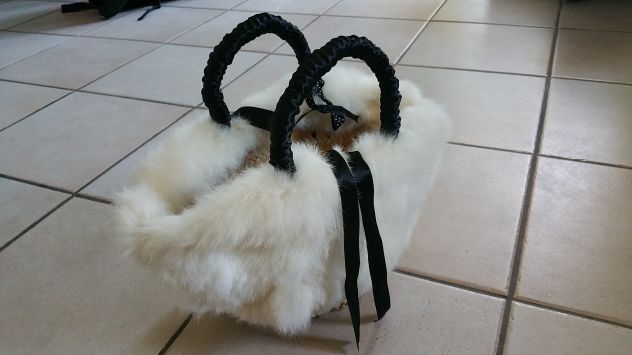 Borsa con manici in paglia e pelliccia - Foto 2