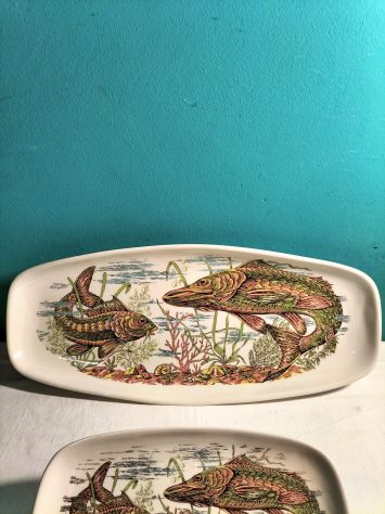 Set Vassoi Pesce Vintage Porcellana T Art Elaboration Condizioni Perfette - Foto 4