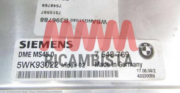 5WK93022 BMW 525i Touring centralina motore Siemens - Foto 2