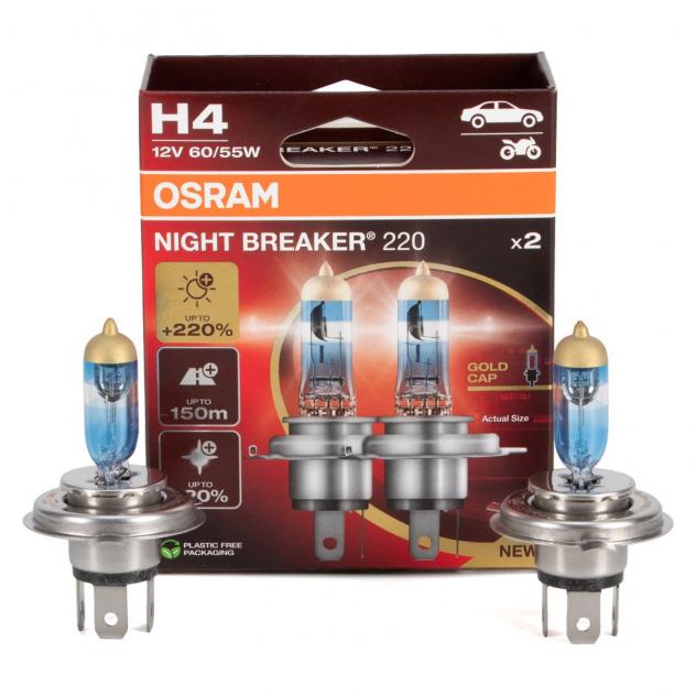 OSRAM NIGHT BREAKER 220 H4 La Lampada Alogena Più Potente per la Tua Auto