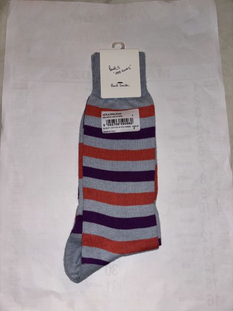 1 PAIO DI CALZE NUOVE FIRMATE ORIGINALI”PAUL SMITH”MADE IN ITALY IN COTONE,INTRO - Foto 2