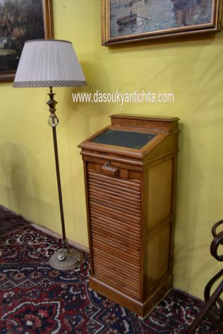 Schedario- classificatore con piano di scrittura in ecopelle verde stile inglese - Foto 7