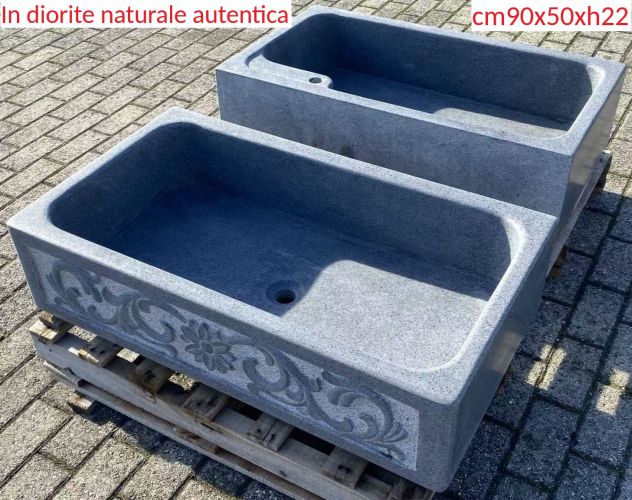 Lavello lavandino per cucina in pietra granito diorite 90cm