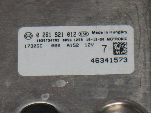 0261S21012 ECU CENTRALINA MOTORE FIAT 500 ABARTH ME17.3.0 0261S21012 46341573 - Foto 2