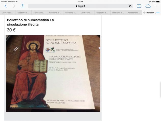 Bollettino di numismatica La circolazione illecita delle opere d'arte, 2001