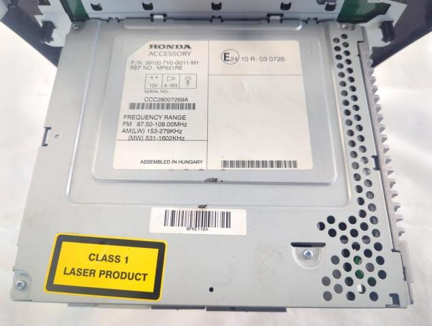 39100-TV0-G011-M1 AUTORADIO HONDA CIVIC 1.4 B 73KW 6M 5P (2016) RICAMBIO USATO (NON FORNIAMO CODICE AUTORADIO, MA SOLO NUMERO DI TELAIO VEICOLO) - Foto 5