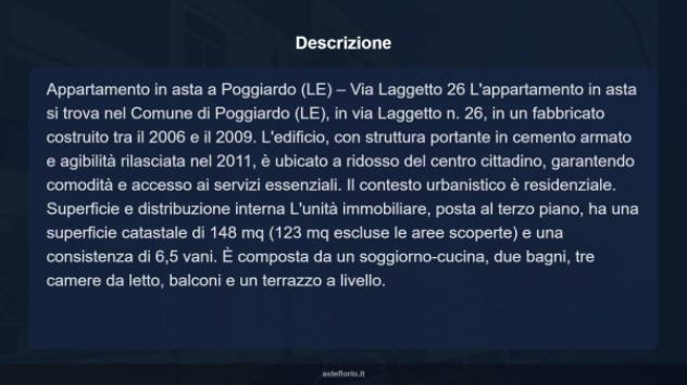 Immobile in asta di 148 m² con più di 5 locali e box auto doppio in vendita a Poggiardo - Foto 7
