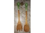 Cucchiaio e forchettone legno ceramica