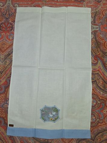 Set 3 Asciugamani Salviette bagno Viso puro Cotone ricamo ochette nel lago - Foto 3