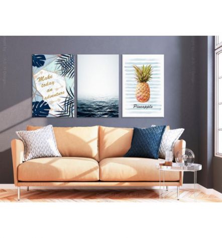 Quadro Con Un Ananas Tropicale Cm. 120x60 - ARREDALACASA - Foto 2