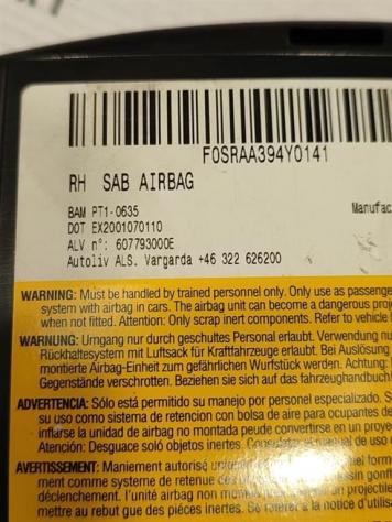 AIRBAG SEDILE DESTRO KIA Cee'd 1° Serie 60779300E 607184901 (0612) - Foto 2