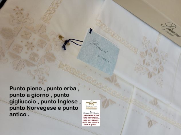 lenzuola ricamate a mano cm. 270 x 300 complete di sotto . - Foto 8