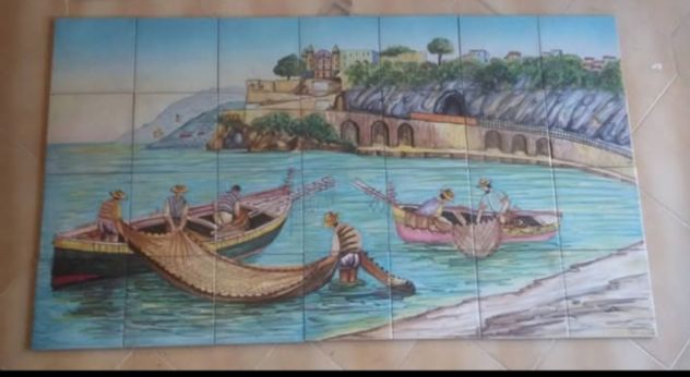 Quadro vietrese dipinto a mano 140 80 in maiolica