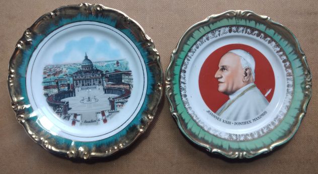 arte sacra - Piatti da parete anni 60 con bordi in oro zecchino