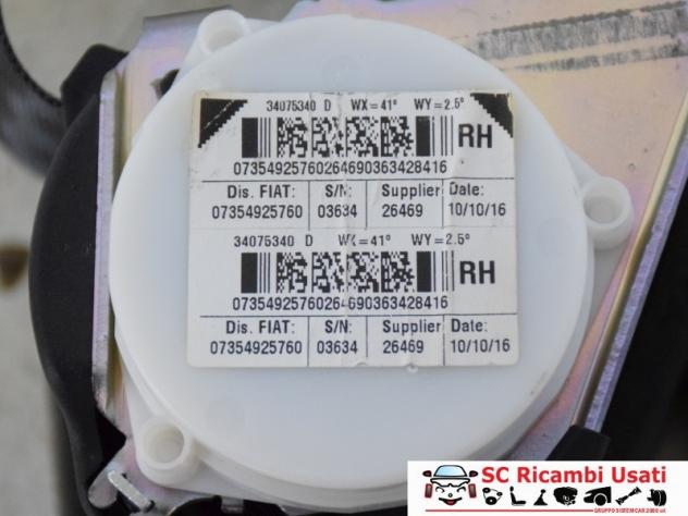 Cintura Di Sicurezza Posteriore Destra Fiat 500 735492576 - 30344 - Foto 2