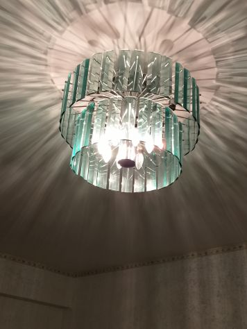 Lampadario vintage in acciaio e cristallo - Foto 5