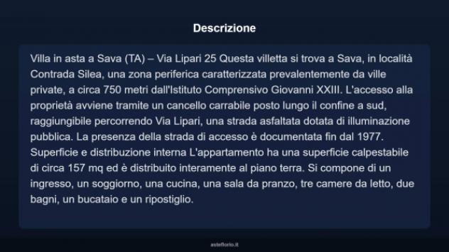 Immobile in asta di 157 m² con più di 5 locali e box auto in vendita a Sava - Foto 4