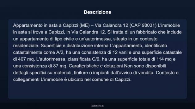 Immobile in asta di 407 m² con più di 5 locali e box auto in vendita a Capizzi - Foto 3