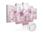 Quadro Fiori Bianchi E Rosa Cm.100x50 O 200x100 Vetro Acrilico