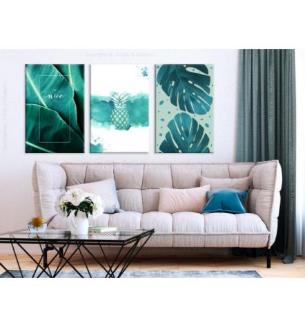 Quadro Con Ananas E Foglie Cm. 120x60 - ARREDALACASA - Foto 2