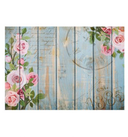 Fotomurale Adesivo Con Le Rose Sul Legno ARREDALACASA - Foto 2