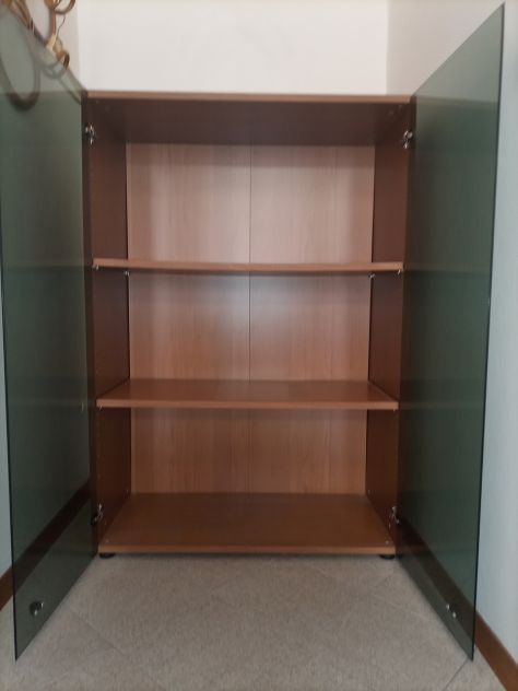LIBRERIA in LEGNO con ANTE IN VETRO OPACO