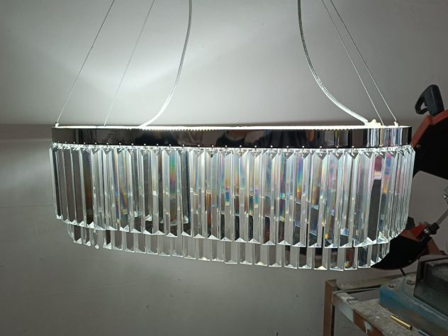 lampadario losanghe oblunga sospensione striscia led moderna nuova