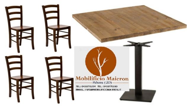 Set Tavoli 80x80 e Sedie Per Arredamento Ristorante Bar Pub Nuovi Non Usati - Foto 3