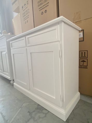 NUOVA CREDENZA 2 ANTE 2 CASSETTI DI VERO LEGNO IN FINITURA BIANCO LACCATO - Foto 4