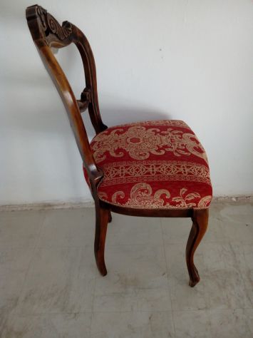 Sedie stile Luigi XVI in Legno Noce 4 pz imbottite - Foto 3