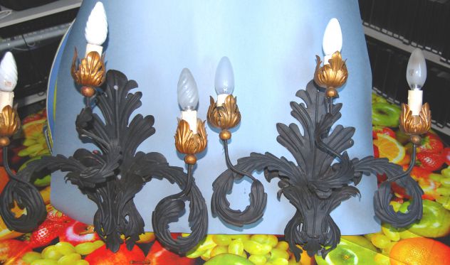 Coppia di appliques antiche in ferro battuto - Foto 5