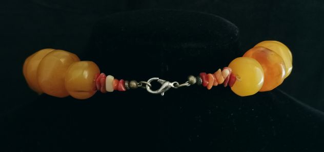 SPETTACOLARE COLLANA ETNICA TRIBALE BERBERA DI COPALE CON CORALLI. - Foto 4