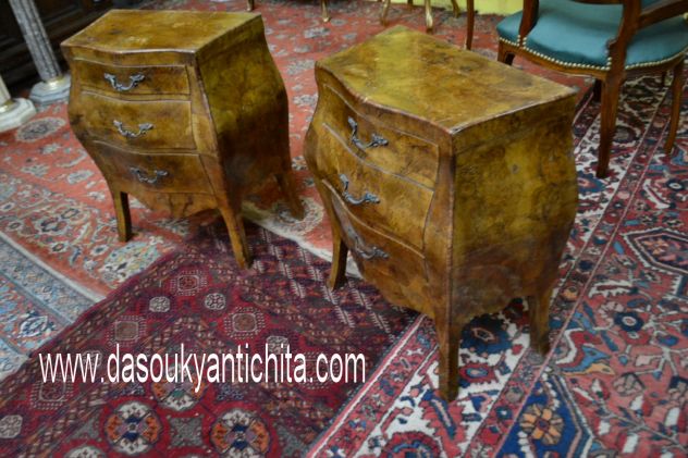 Coppia di comodini italiani stile Luigi XV metà XX secolo - Foto 7