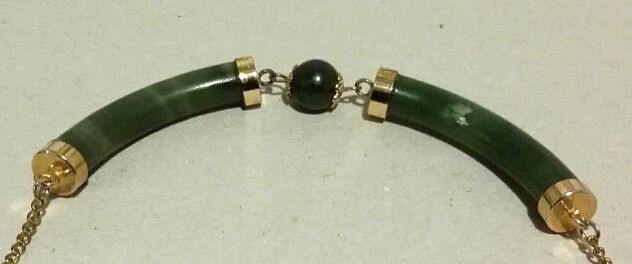 Collana girocollo con centrale in giada verde e catenina dorata - Foto 4