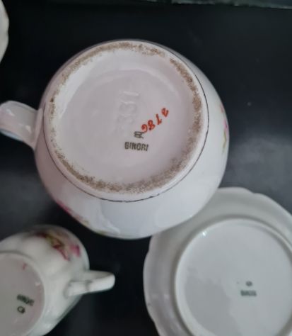 Antico Servizio  Caffe  Vecchia GINORI  fine '800 da sei tazze con lattiera , - Foto 3
