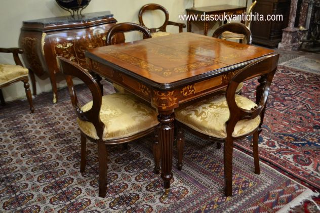 Tavolo da pranzo-riunioni intarsiato stile inglese allungabile fino a 232 cm. - Foto 10