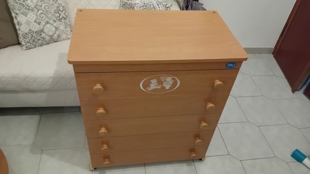 Cassettiera/ fasciatoio in legno color noce biondo usata in ottime condizioni - Foto 4