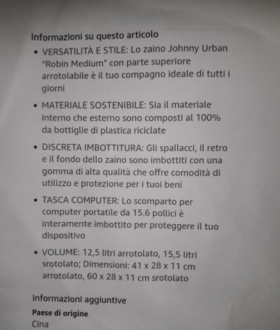 zaino grigio Johnny Urban di 15,5 litri ideale per tutti gli utilizzi unisex - Foto 2