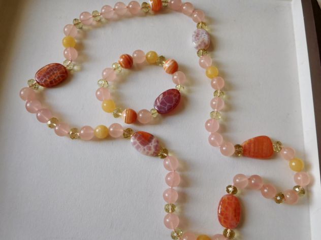Collana chanel lunga cm. 88 + braccialetto,con stupenda agata di fuoco.Nuovi! - Foto 2