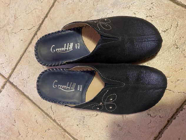 Pantofole ciabatte donna in pelle mis 36 NUOVE Green hill