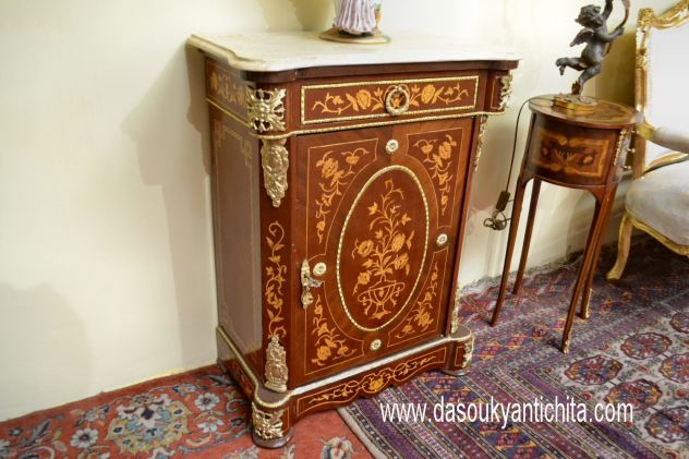 Coppia di servantine intarsiate stile Napoleone III - Foto 10