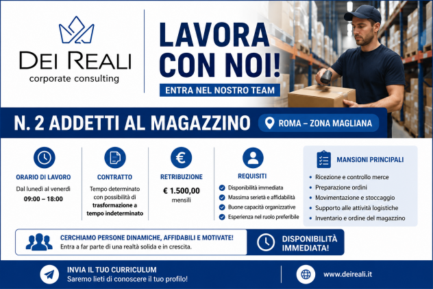 ADDETTI/E AL MAGAZZINO – ROMA (ZONA MAGLIANA) - Foto 2