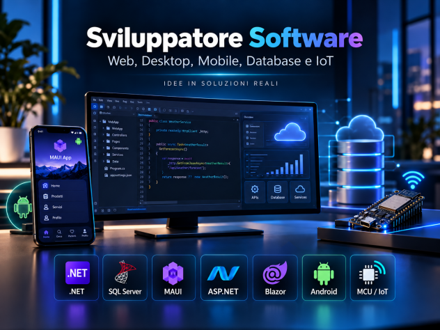 Programmatore siti web, desktop, app Android, IOT