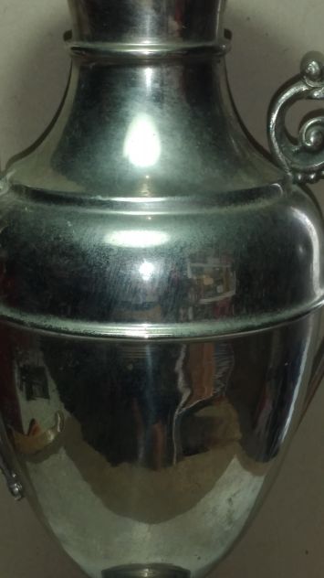 ANFORA IN METALLO , A FORMA DI COPPA , VINTAGE  , ALTA 40 CM . ANNI 60 - Foto 5