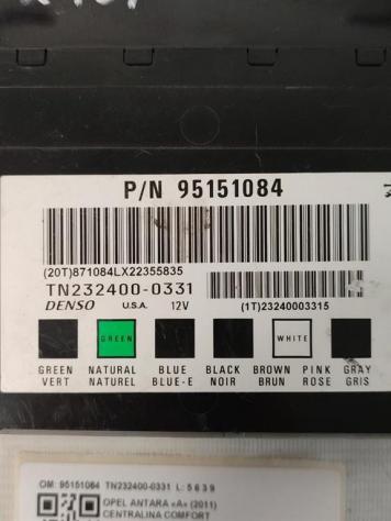 CENTRALINA COMFORT OPEL Antara Serie 95151084 TN232400-0331 diesel 2231 (0615) - Foto 2