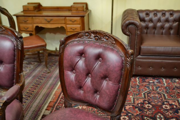 Trittico di poltrone da studio stile inglese Vittoriano - Foto 2