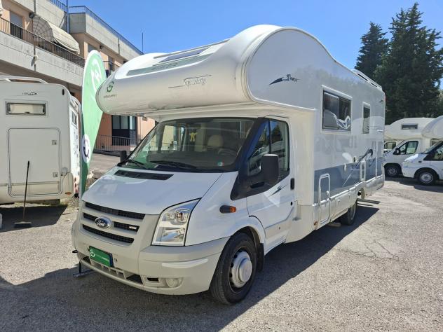 CAMPER RIMOR FORD MANSARDATO 7 POSTI DOPPIA DINETTE LETTI CASTELLO CLIMATIZZATORE PORTAMOTO GEMELLATO POSTERIORE CAMPEGGIO USATI GENERALI 1469 - Foto 2