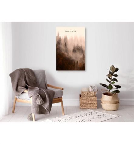 Quadro Abeti Beige Nella Nebbia Cm. 40x60 ARREDALACASA - Foto 2