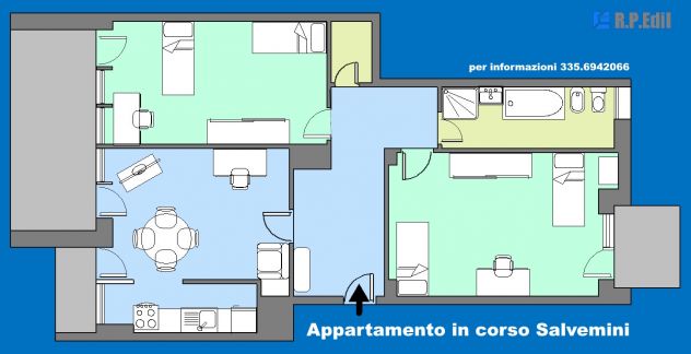 Appartamento arredato 4 posti letto in zona Mirafiori Nord
